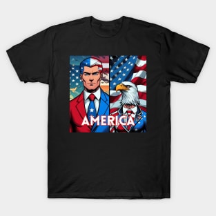 America: 4th of July Patriotic USA Man and Eagle T-Shirt